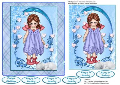 Blue Heart Fairy Happy Birthday Quick Card Topper