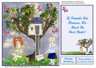 Girl Friendship Clubhouse Quick Card Topper & Insert