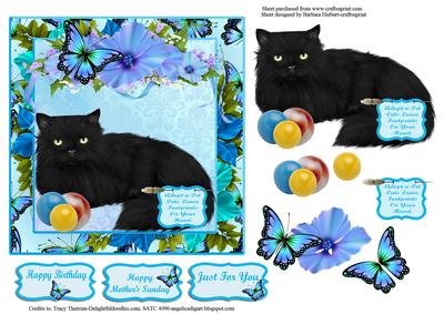 Adopt Me Please Cute Cat Card Topper & Decoupage
