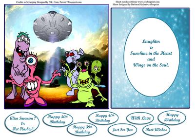 Hot Flashes or Alien Invasion Quick Card Topper & Insert