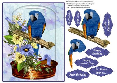 Polly Parrot Daisy & Glass Dome with Decoupage