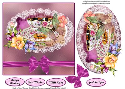 Butterfly Teacup & Easy Decoupage Card Topper