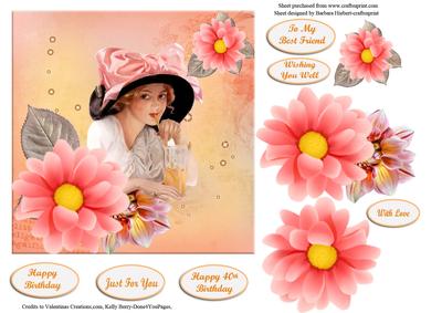 Best Friend Vintage Lady Topper & Decoupage