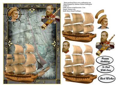 The Ships Captain & Crew Mate Card Topper & Decoupage