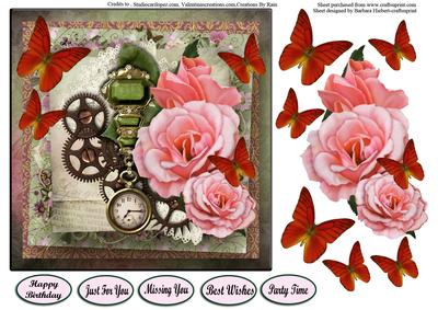 Time for Roses & Butterflies Card Topper & Decoupage