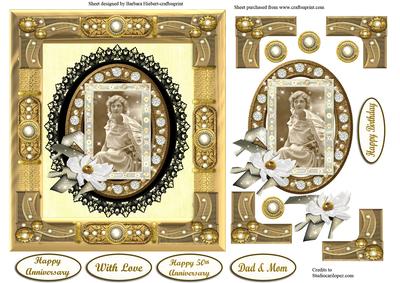Golden Vintage Fancy Card Topper & Decoupage