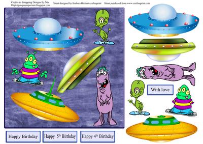 Happy Birthday Space Card Topper & Decoupage