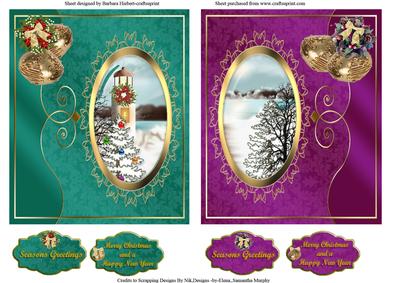 Glass Dome Scenic Christmas Card Toppers