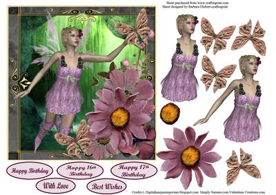 Waterfall Daisy Fairy Card Topper & Decoupage