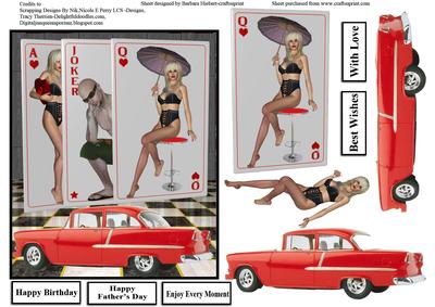 Hot Car Hot Girls & Joker with Decoupage