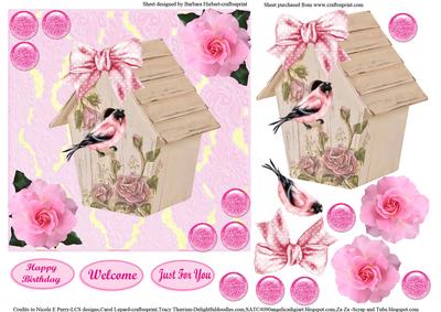 Little Pink Bird Card Topper & Decoupage