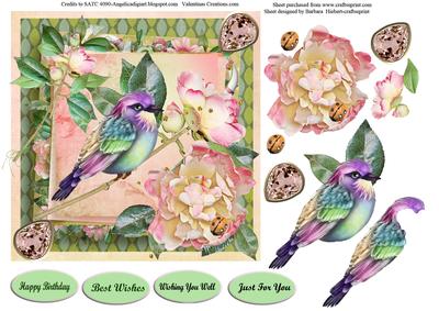 Pretty Jewel Bird Card Topper & Decoupage