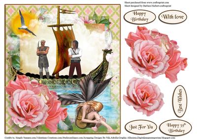 The Sad Fairy Card Topper & Rose Decoupage