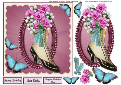 A Boot Full of Flowers with Decoupage
