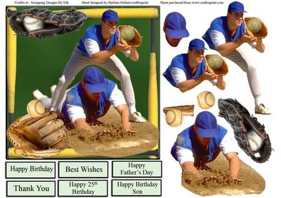 Base Ball a Team Sport Topper & Decoupage