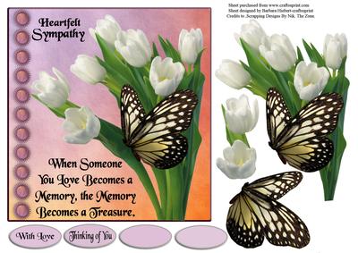 Heartfelt Sympathy with Flower & Butterfly Decoupage