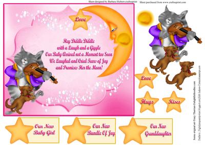 Baby Girl Announcement Topper & Decoupage