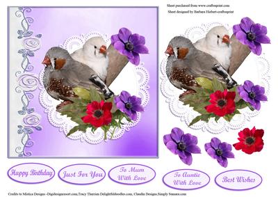 Birds in Love & Blossums & Flower Decoupage