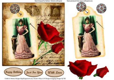 Old Post Card & Vintage Tag & Decoupage
