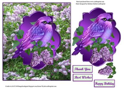 Lilac Bush with Bird Panel Decoupage