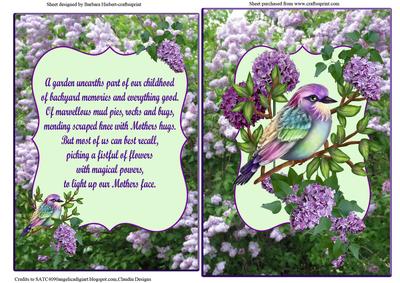 Floral Lilac & Bird Quick & Easy Card Topper