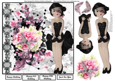 Flapper Antique China Doll Card Topper & Decoupage