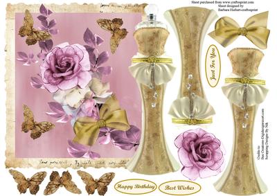 Fancy Dress Over the Edge & Flower & Butterfly Decoupage