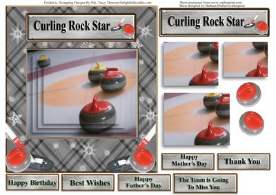 Curling Rock Star Card Topper & Decoupage & Pyramids