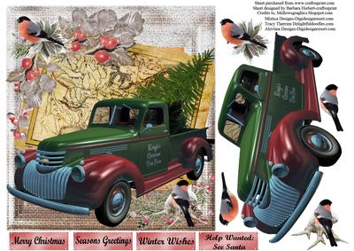 Kringles Christmas Tree Service Card Topper & Decoupage
