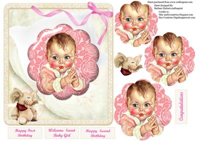 Vintage Baby Prayers Card Topper & Pyramid Layers