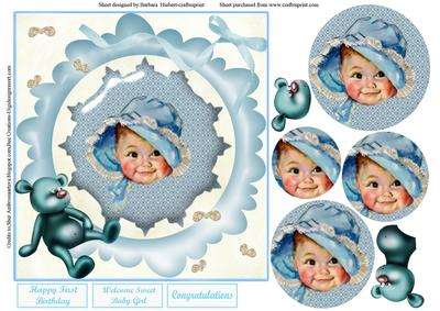 Vintage Baby Blue Card Topper & Pyramid Layers