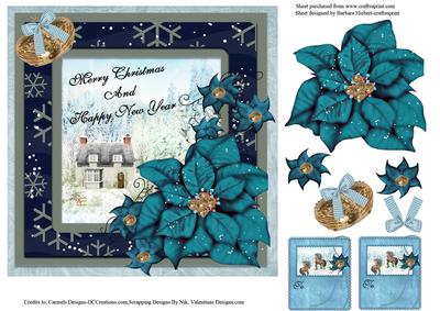 Winter Scene Merry Christmas & Gift Tags & Decoupage