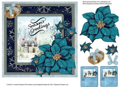 Winter Scene Seasons Greetings & Gift Tags & Decoupage