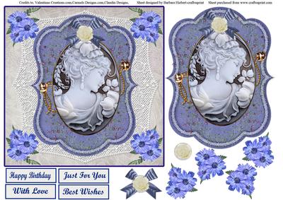 Cameo Blue Card Topper & Decoupage