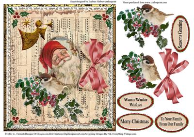 Vintage Song Sheet Santa Topper & Decoupage