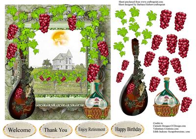 Scenic Wine Vineyard Topper & Decoupage