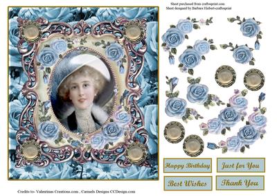 Portrait with Blur Rose Frame Topper & Decouapge