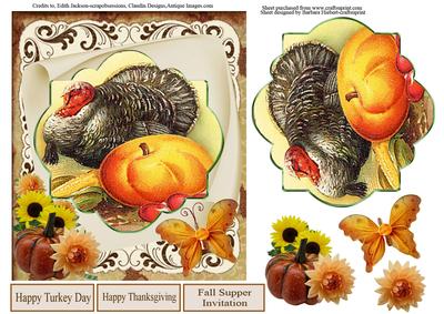 Happy Turkey Day Card Topper & Decoupage