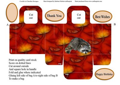 Raccoon Leaf Gift Bag and Sentiment Tags