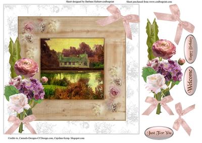 Scenic Cottage & Flowers Card Topper & Decoupage