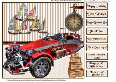 A Man's Fast Car Card Topper & Sentiment Tags
