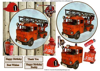 Fireman Rescue Equipment Topper & Decoupage