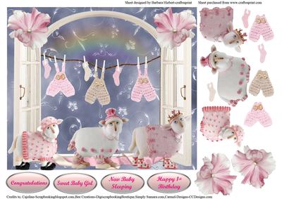 Counting Sheep Baby Card Topper & Decoupage