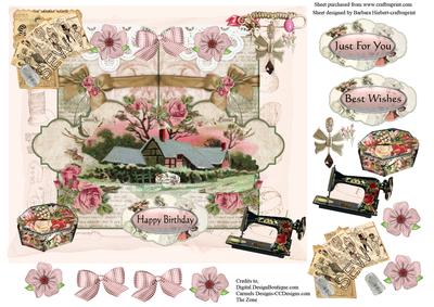 Three Ladies Sewing Shop Topper & Decoupage