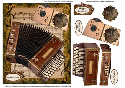Old Time Music Card Topper & Decoupage