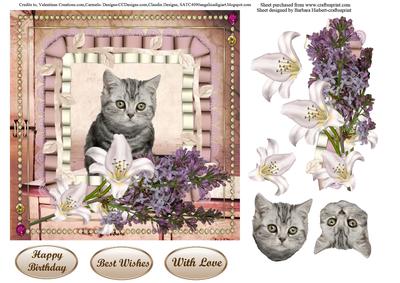 Lily Kitten Card Topper & Decoupage