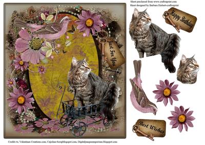 Out for a Ride Cat Topper & Decoupage