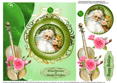 Vintage Santa & Christmas Rose Topper * Decoupage