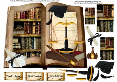 Graduate of Law Book Topper & Decoupage & Pyramid
