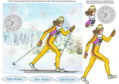 Cross Country Skiing Sport Topper & Decoupage